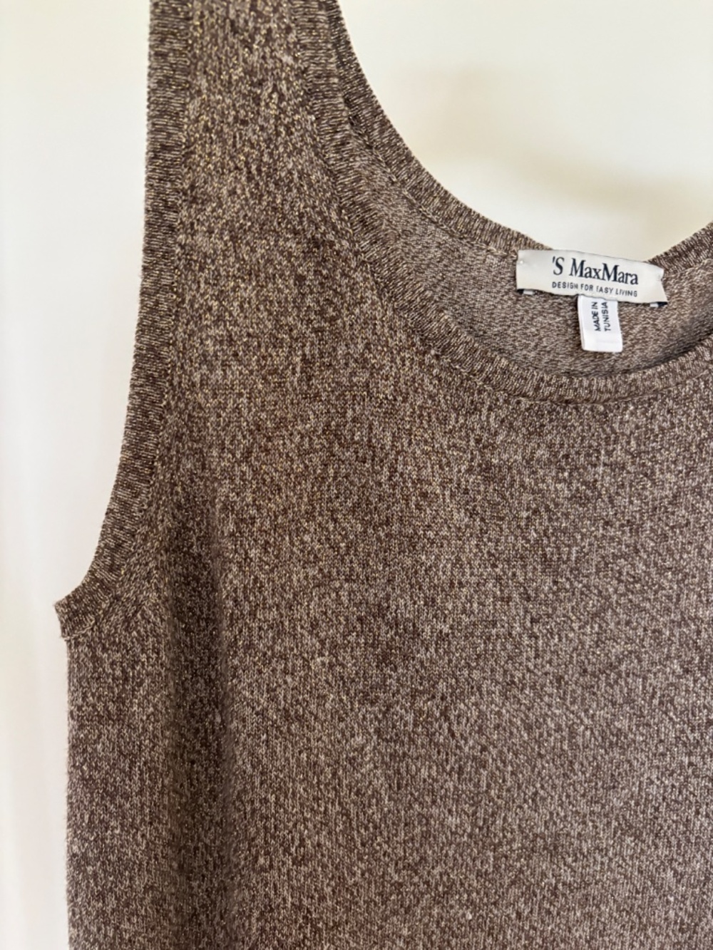 'S Max Mara Brown Metallic Knit Sleeveless Top - Picture 4 of 4